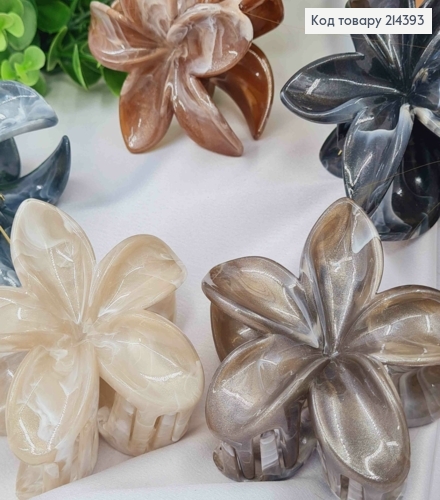 Краб пластик глянцевый, "Гавайский Цветок", размер 8см, Мраморные цвета с блеском в ассортименте. 214393 фото 2