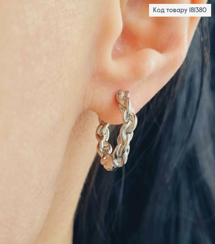 Серьги родовые, кольца, Плетеная цепочка, 1,5см, Xuping 181380 фото 2