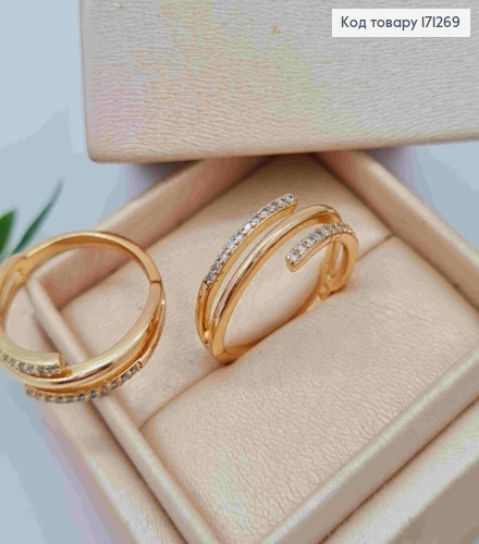 Перстень прикрашений Ніжними Блискучими камінцями, Xuping 18К 171269 фото 2