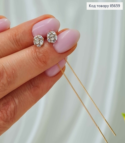 Серьги протяжки "Диско Шар" с камешками, 8 см Xuping 18K 115659 фото 2
