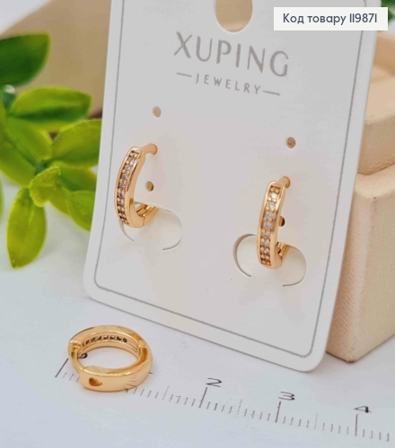 Серьги кольца украшены Блестящими камешками, диаметр 1,1см, XUPING 18К 119871 фото 2