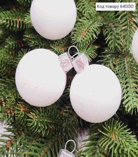 Набор шаров 40мм "Бархат" БЕЛЫЙ 8шт/уп, Украина 640130 фото 2