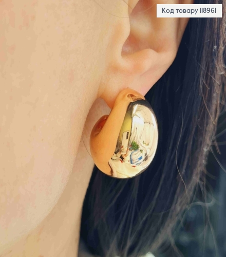 Сережки гвіздки "Об'ємні", довжина 2,6см, Xuping 18K 118961 фото 3