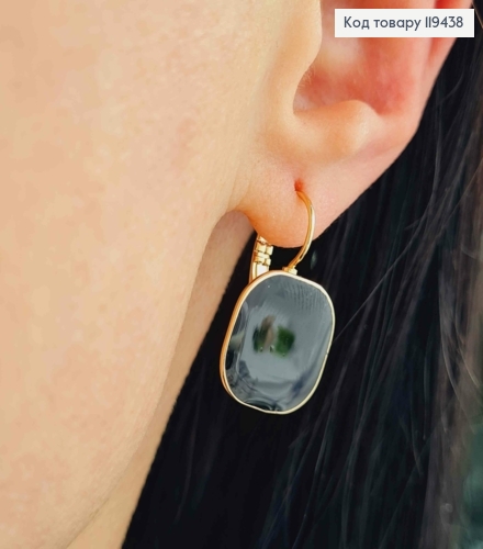 Серьги "Ретро" с Черной эмалью, 2,5см, итальянская застежка, Xuping 18К 119438 фото 2