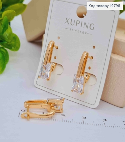 Серьги с блестящим камнем, размер 1,9см, английская застежка, Xuping 18K 119796 фото 2