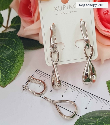 Серьги родовые, с подвесками Петельками, 3,5см, англ. застежка, Xuping 181116 фото 2