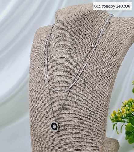 Цепочка тройная, с подвеской Римские часы, 40+5см, сталь Stainless Steel 240306 фото 3