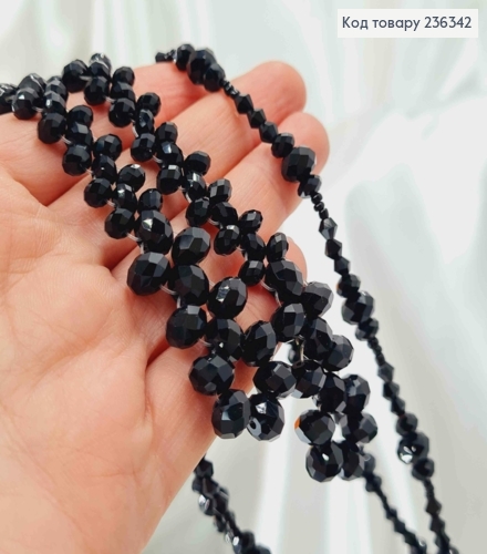 Бижутерия на шею с черным стеклярусом разного размера, плетеная, дл. 50см 236342 фото 2