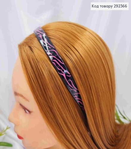 Обруч пластик, глянцевый, с полосатым принтом, 1,4см, цвета в ассортименте. 292366 фото 2