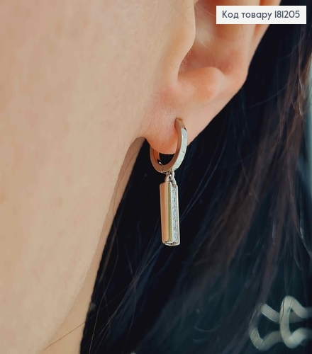 Серьги родовые, Кольца 1см, с прямоугольными подвесками в камешках, 1,1см, Xuping 181205 фото 2