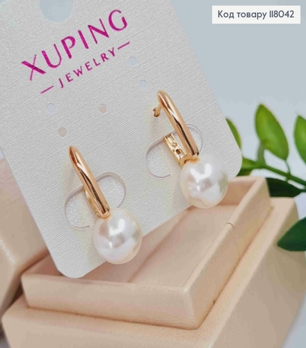 Серьги с жемчужиной, 2,4см, английская застежка, Xuping 18K 118042 фото 2