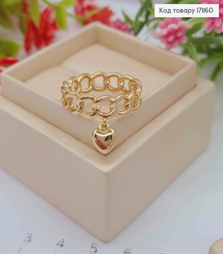 Кольцо "Цепочка" с подвесным Сердцем, Xuping 18К 171160 фото 2