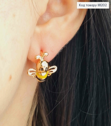 Серьги "Пчелка Майя", 1,6см, англ. застежка, Xuping 18К 118202 фото 3