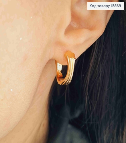 Набор: серьги кольца (3пары) "Рельефные", размеры 1,1см; 1,3см; 1,5см; Xuping 18К 118569 фото 3