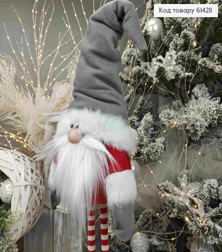 Гном в серо-красном наряде, 90см, ручная работа, Украина. 614211 фото 2