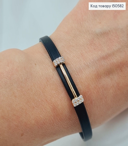 Браслет с екокожи до 20см с вставками Xuping 18K 150582 фото 2