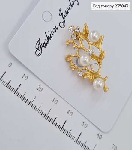 Брошь металл золотая с камнями 235043 фото 4
