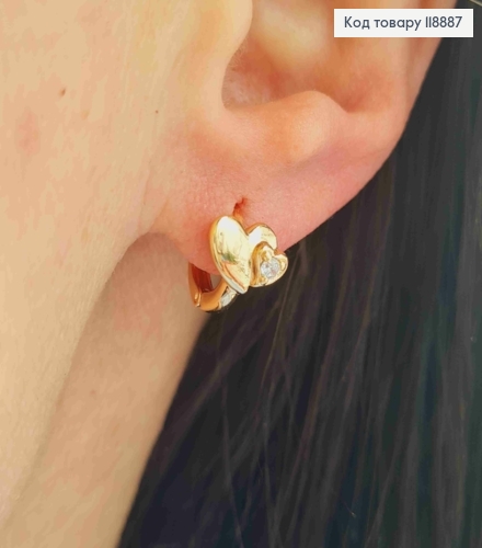 Сережки кільця з Блискучим камінцем, діаметр 1,1см, Xuping 18K 118887 фото 2