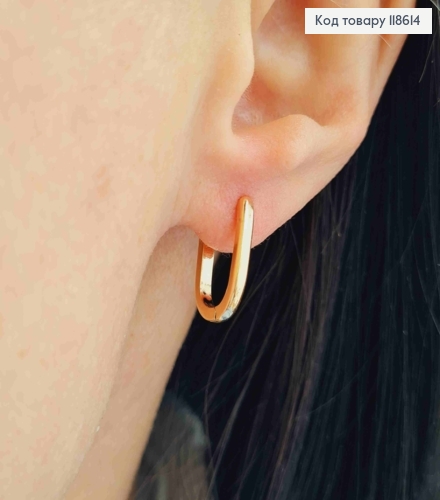 Серьги кольца "Овальные", ширина 2мм, длина 1,5см, Xuping 18К. 118614 фото 2