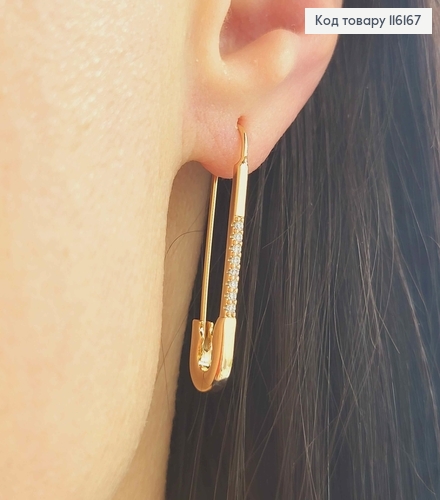 Серьги, "Шпильки" с камешками, 3,5см, Xuping 18K 116167 фото 2