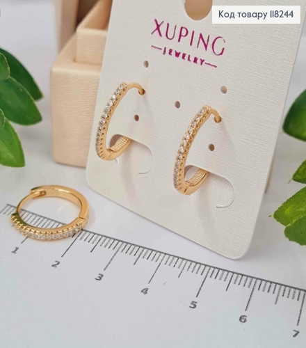 Серьги кольца украшены Блестящими камешками, диаметр 1,8см, Xuping 18К 118244 фото 2