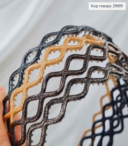 Обруч блестящий, 1,5см волнка, цвета в ассорт. 291195 фото 3