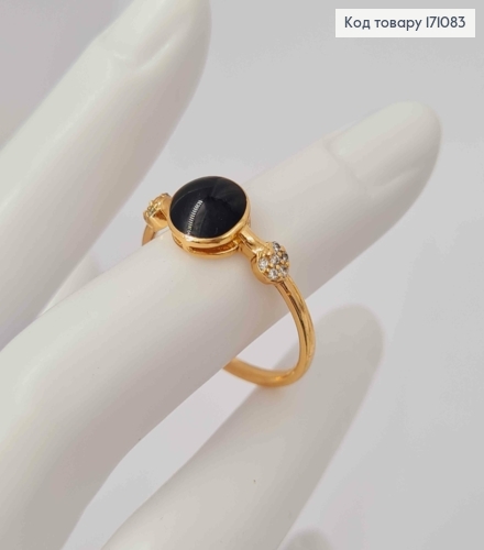 Кольцо с Черной эмалью и Блестящими камешками, Xuping 18К 171083 фото 4