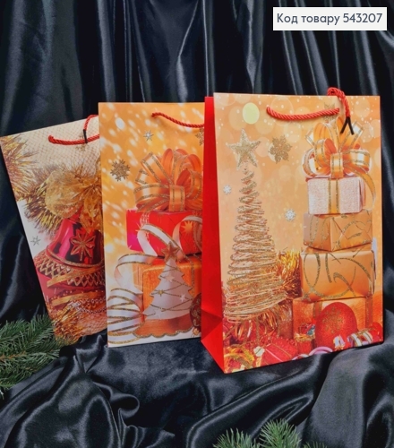 Пакет бумажный с рисунком "Новогодняя композиция", 32*26*10см, в ассортименте 543207 фото 2