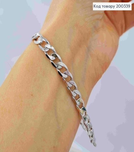 Браслет родованный ПАНЦИРНОЕ ПЛЕТЕНИЕ, ширина 6мм, длина 19см, Xuping 200339 фото 2
