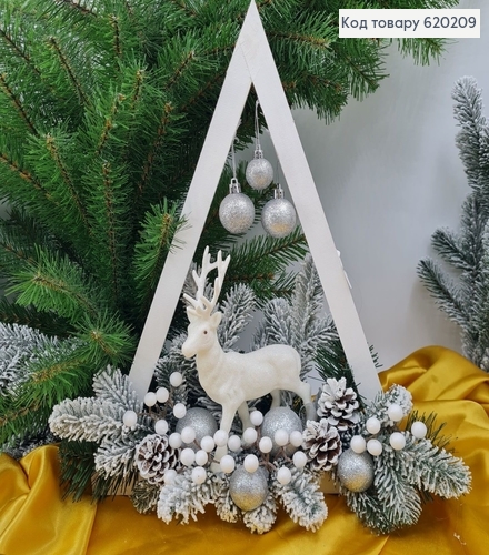 Треугольник с дерева Олень в лесу с игрушками 47*44 см 620209 фото 4