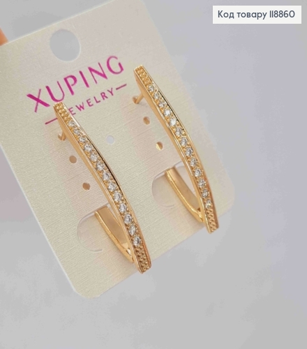 Серьги Стрелы с Блестящими камешками, 3,6см, английская застежка, Xuping 18К 118860 фото 2