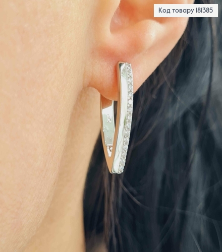 Сережки родованные, Стрелы с рядом камешков, 2,5см, Xuping 181385 фото 2