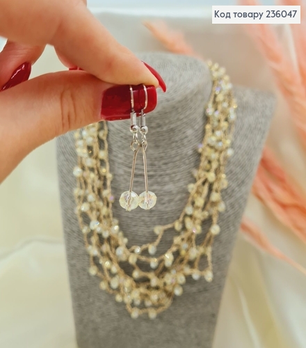 Набор подвеска на шею и серьги бронзовие из стиклярусом 50 + 7 см 236047 фото 2