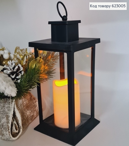 Ліхтарик прозорий 28 см на батарейках чорний 623005 фото 2