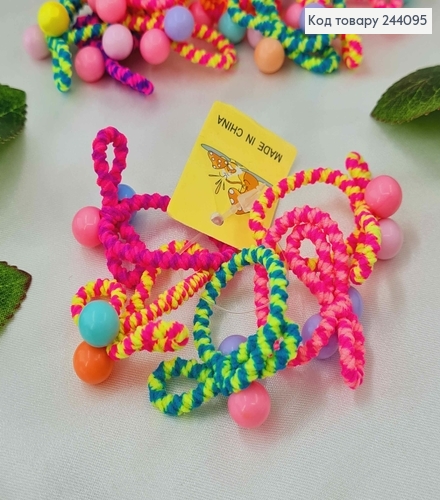 Набор резинок с бусинкой цвета в ассортименте. 50шт/уп. 244095 фото 2