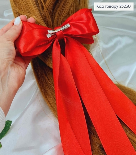 Заколка, Бант атласний, червоного кольору, 16*27см. Ручна робота, Україна 25230 фото 2