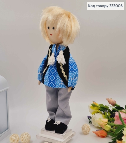 Кукла Мальчик, "белокурый" в голубой рубашке, высота 34см, ручная работа, Украина. 333008 фото 2