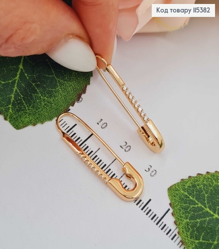 Серьги шпильки 3см в камнях Xuping 18K 115382 фото 2