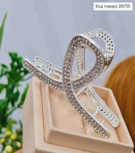 Краб метал "КВІТОЧКА" з Перлинкою, 6см, Срібного кольору 215735 фото 2