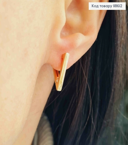 Серьги кольца "Треугольники", длина 1,6см, Xuping 18К 118612 фото 2