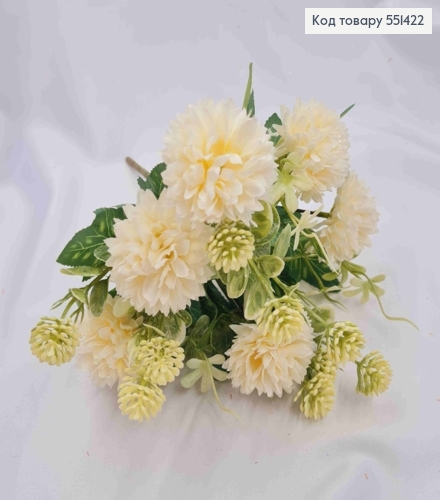 Искусственная композиция Хризантемы, БЕЛОГО цвета, 6 веточек, 6 цветов, высота 29см 551422 фото 2