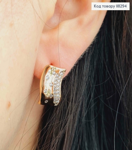 Сережки "Зоряне Небо" прикрашені Блискучими камінцями, 1,6см, англ. застібка, XUPING 18К 118294 фото 3