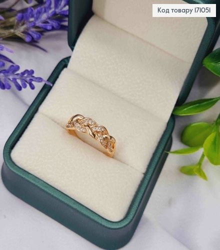 Кольцо "Плетеная коса" с Блестящими камешками, Xuping 18К 171051 фото 3