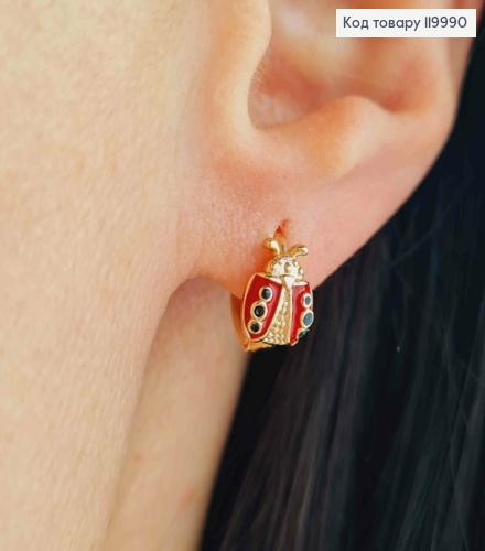 Серьги кольца "Бедрик" (8мм), с красной эмалью, диаметр 1см, Xuping 18K 119990 фото 2