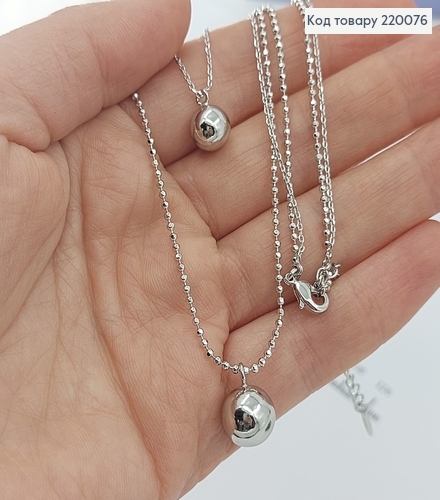 Кулон две цепочки с бусинками 39см + 5см родированое медицинское золото Xuping 220076 фото 2