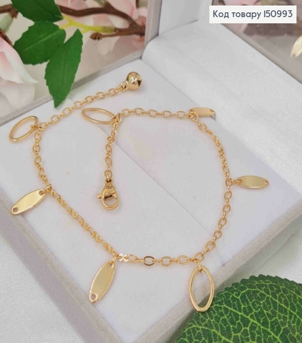 Браслет на ногу, з підвісками Овальні платівки, довжина 25см, Xuping 18K 150993 фото 2