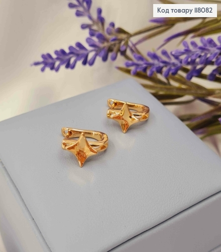 Серьги овальные "Звездочки", 1,3см, английская застежка, Xuping 18К 118082 фото 2