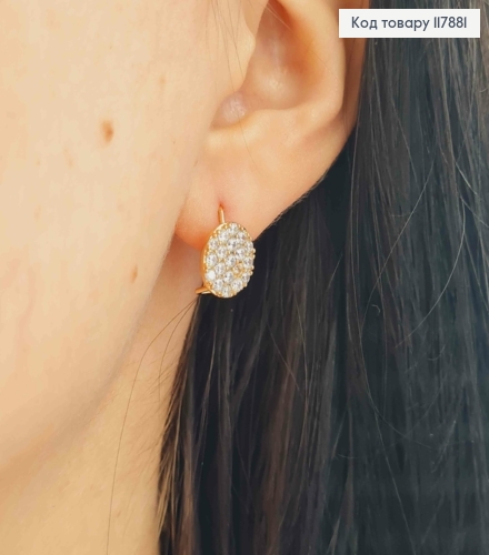 Серьги, круглая пластинка украшена Блестящими камешками, 1см, французская застежка, Xuping 18K 117881 фото 3