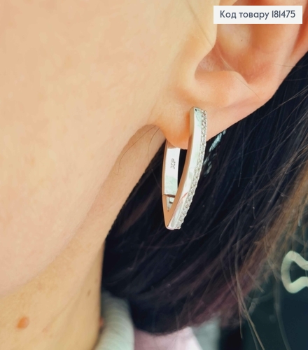 Серьги стрелы, с блестящими камнями в одну строку, 2,5см, англ застежка, Xuping 181475 фото 2