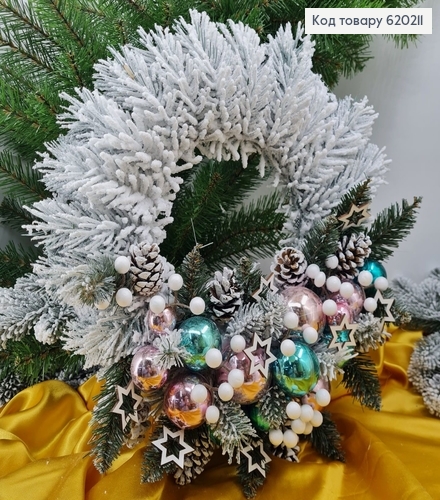 Венок из хвои с игрушками белое напыление в асс. 620211 фото 7